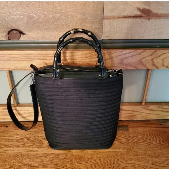 Gucci Vintage Black Quilted Nylon & Patent Leather Bamboo Tote Bag - Picture 3 of 14